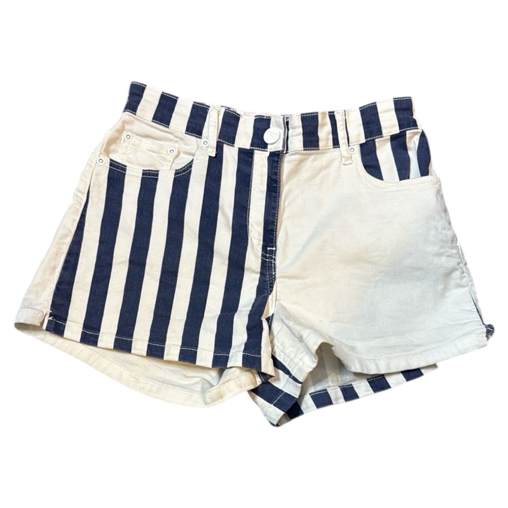 SOLID & STRIPED High Waist Blue and White Shorts - Picture 1 of 5